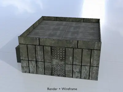 Old military barrack version 1 ruin 2 Low-poly 3D model