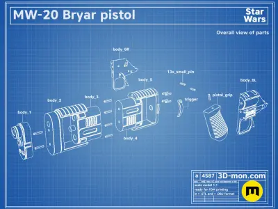 MW-20 Bryar Pistol Free 3D print model