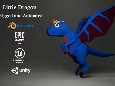 Low Poly Dragon Game Ready  Rigged and Animated Low-poly 3D model