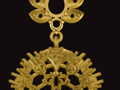 jumka ornate gold - plated pendant 3D print model