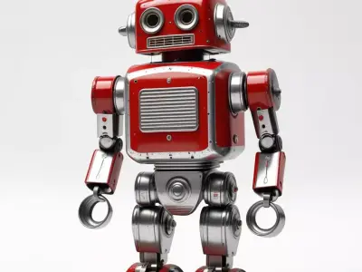 Retro Red Robot Toy Figure 3D model