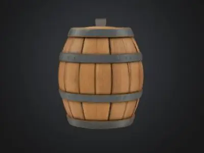  Wooden Barrel 3D Model Game Ready VR AR Prop for Animations Low-poly 3D model