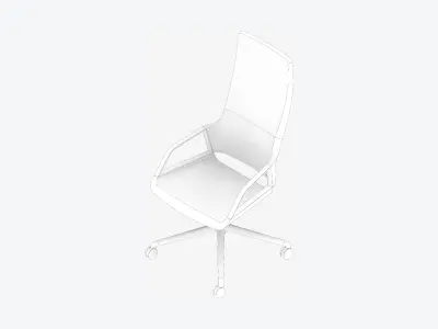 Chair - Conference - Worksmart - 4 Star Castors - High Back Low-poly 3D model