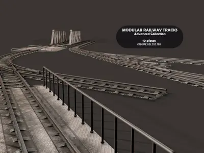 Modular Railway Track Advanced Collection 3D model