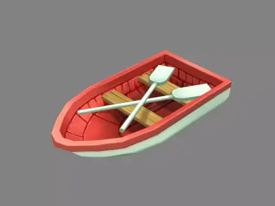 Cartoon small wooden boat Low-poly 3D model