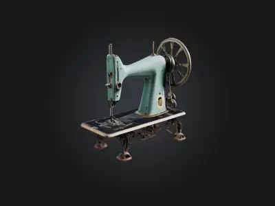 Old Sewing Machine Model Low-poly 3D model