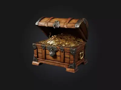 Realistic Treasure Chest Model Low-poly 3D model
