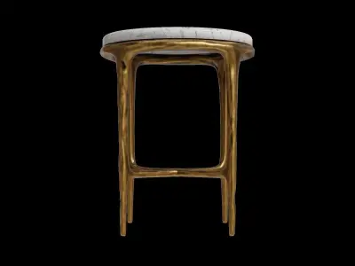 Bronze Legs White Marble Top Side Table 3D model
