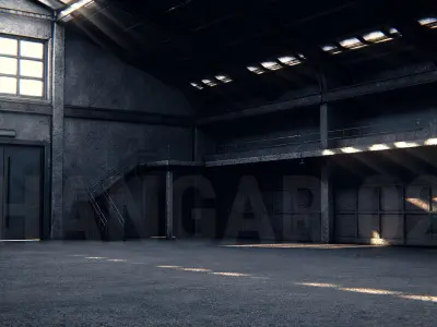 Hangar 02 PBR Low-poly 3D model
