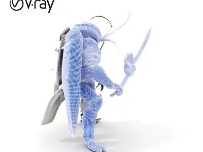 Armored Insect Warrior Model Pack with Sword and Shield Low-poly 3D model