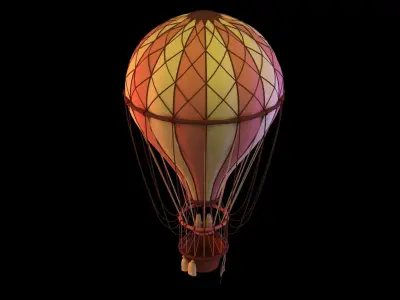 Hot Air Balloon Low-poly 3D model get