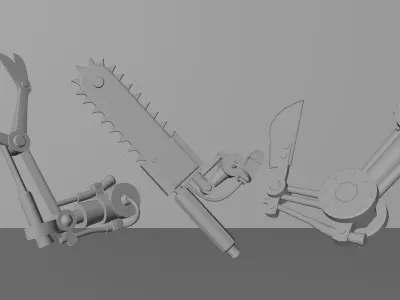 CHAINSAW PACK WITH 3 DIFFERENT MODELS Low-poly 3D model
