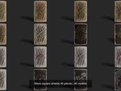 Slavic square shields 40 pieces 3D Model Pack