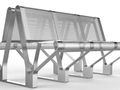 Waiting Room Seat V1 Double 3 Seats 3D model