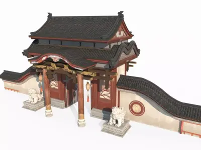 Luxury Gate of Ancient Asian Architecture 3D model