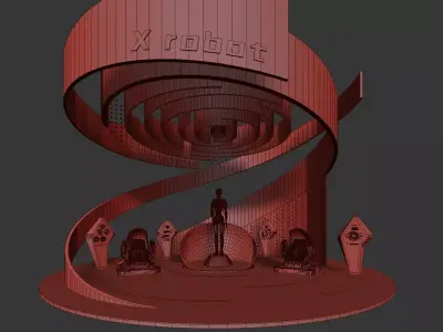 Open exhibition booth 3D model