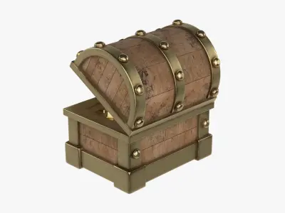 Treasure Chest with Gold Bars 3D model