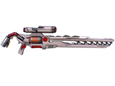 Sniper rifle of the future weapon barrel blaster laser arms Low-poly 3D model get
