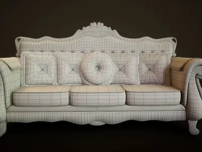 Victorian Sofa Game-Ready Low-poly 3D model