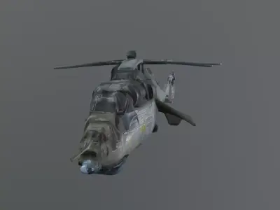 destroyed helicopter 3D model