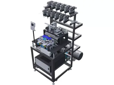 Multi threaded fully automatic coil winding machine 3D model
