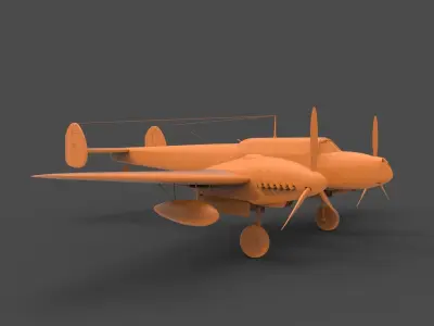 BF110G2 orange propeller plane 3D print model