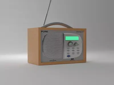 Radio in wooden box Free 3D model