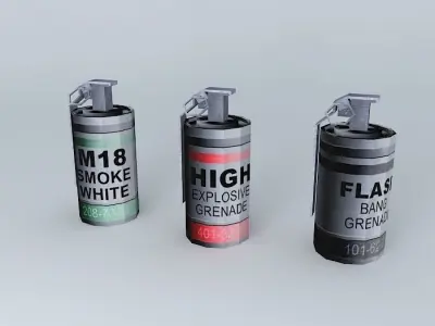 Grenades LowPoly three batteries Free 3D model