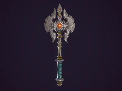 Stylized Axe Low-poly 3D model 7