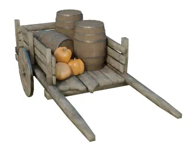 Medieval Cart Scene Low-poly 3D model