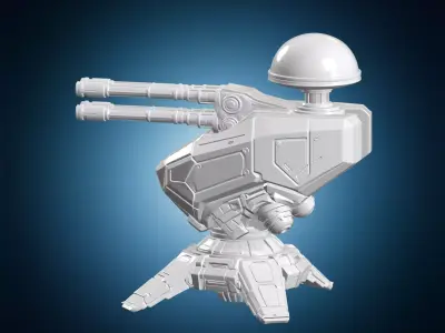 Futuristic Automated Turret 3D Print Model 3D print model