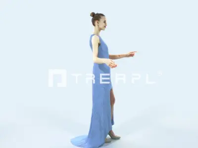 Beauty 08E pointing Couple Pointing Event Elegant Woman Low-poly 3D model