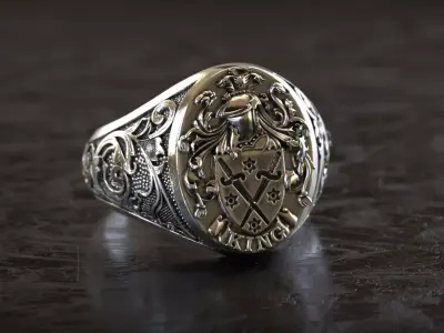 Mens Sword Knight Signet 2 Ring  3D print model