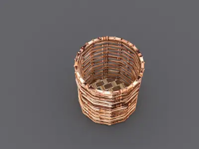 Coiled baskets Rattan  Low-poly 3D model