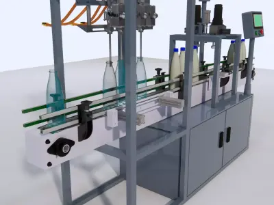 Automatic Liquid Filling Machine 4 Nozzle SketchUp FBX 3D model