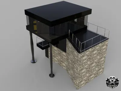 Modern Building Low-poly 3D model 5