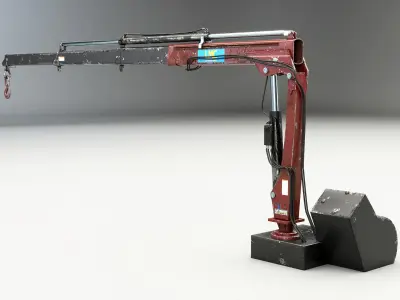 Old Small Truck-Mounted Crane 3D model