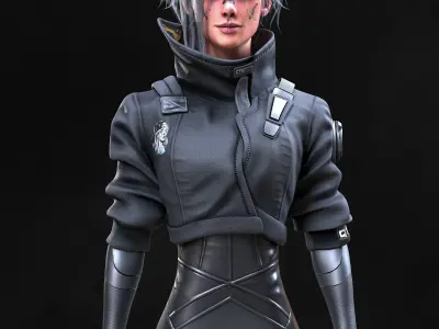 Cyberpunk Girl 2 - Game Ready Low-poly 3D model