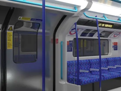 London Underground Train Metro Rigged 3D model