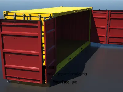 Shipping Container 20ft Dry Van Open Side Rigged 3D 3D model