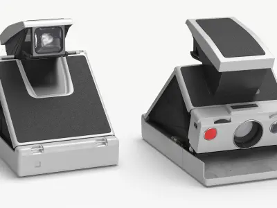 Retro Instant Camera Folding Type White Black Rigged for Maya 3D model