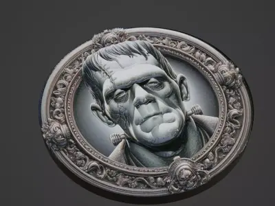 Frankenstein Medallion 3D print model purchase