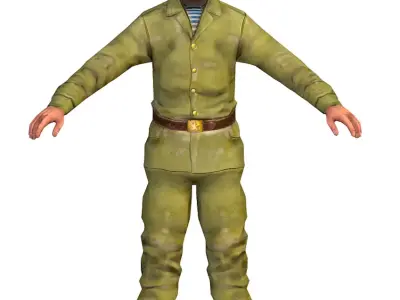 LowPoly Man Old USSR Soldier Low-poly 3D model