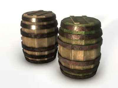 Barrels Pack PBR Low-poly 3D model