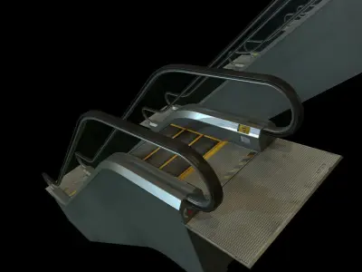 Escalators various sizes Low-poly 3D model