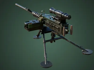 4 Machine gun All PBR Unity UE Textures Included 3D Model Pack
