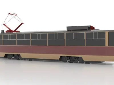 Tatra T5 Low Low-poly 3D model