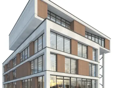 Modern commercial building No 8 Low-poly 3D model