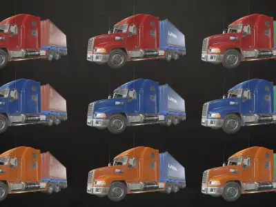 Semi Truck Container Trailer Low-poly 3D model