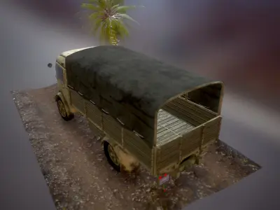 WWII Truck Fiat 626 CN Italian Low-poly 3D model